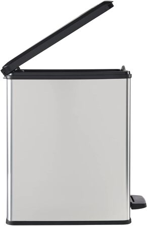 Сміттєвий кошик Curver Deco Slim 40 л, пластиковий, чорний/сріблястий металік, 39.3 x 25 x 60.7 см