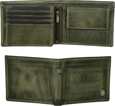 Чоловічий гаманець Volmer Leder з RFID-захистом, міцний, зелений (8+3 картки)