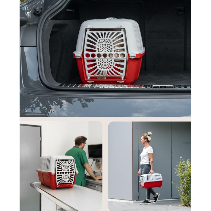 Транспортна переноска для собак Lionto, 55x36x36 см, з ручкою, для собак та котів до 15 кг, синій колір