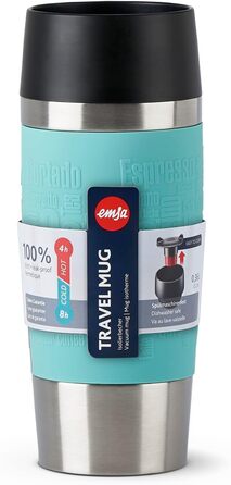 Термокружка Emsa Travel Mug Classic, 360 мл, Mintgrün, з рукавом, 4 год гаряче, 8 год холодне, 100% герметична