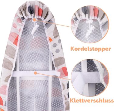 Чохол для прасувального столу Pottwal Neu Premium, коричневий півколо, 30-35см x 108-115см (M), для прасування з парою