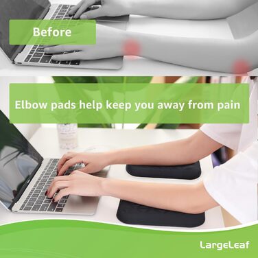 Підставка для зап'ястя та ліктя Ergonomische LargeLeaf з Memory Foam для столу, чорна, 20*14 см