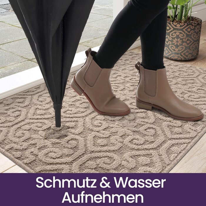 Привітальний килимок DEXI 60x90 см, протиковзаючий та вбираючий килим для входу, передпокою та патіо, бежевий, можна прати