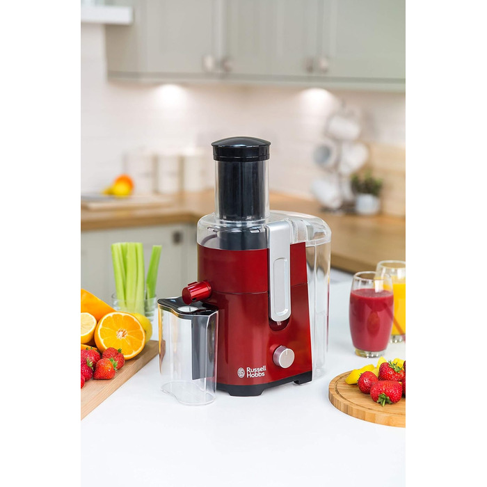 Russell Hobbs Juicer [Vegetables and Fruit] Desire Red (XL filling opening for whole fruit & vegetables, 2 speed settings, 750ml juice container, 2.0l pulp container, BPA-free) Juicer 24740-56