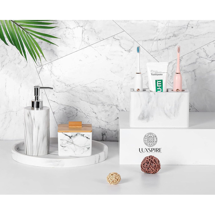Тримач для зубних щіток Luxspire з 3 відсіками, для електричних щіток, органайзер для зубної пасти та ручок, білий