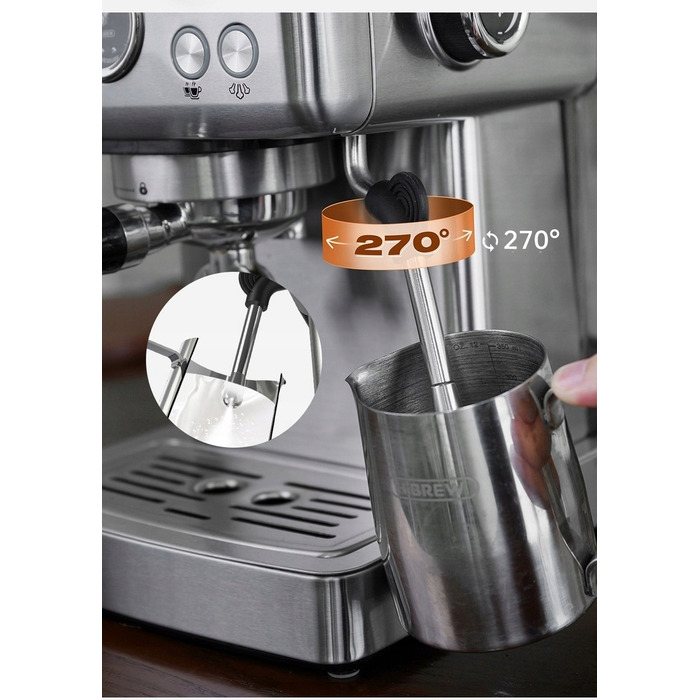 Ріжкова кавомашина HiBREW H10A SL, срібляста