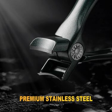 Кусачки для нігтів з лотком для обрізків, для товстих нігтів, 8.6 см, широка щелепа, нержавіюча сталь, кусачки для пальців рук і ніг з пилкою для нігтів (чорні/зелені)