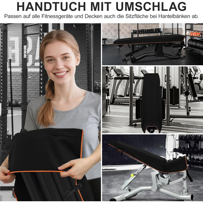 Набір спортивних рушників 2 шт. 120x50 см з кишенею на блискавці, мікрофібра, для тренажерного залу, швидке висихання, чорно-жовтий