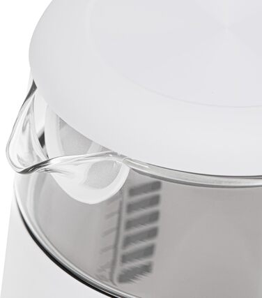 Електричний чайник Adler з регулюванням температури 2200W, 1.7L з LED-дисплеєм та сенсорною панеллю, 5 температурних програм, функцією підтримання тепла, з фільтром (Білий, Сріблястий)