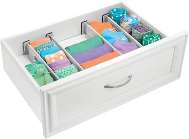 mDesign Adjustable Drawer Divider – Practical Drawer Organizer for Cabinets and Dressers – Flexible Plastic Drawer Dividers – 8-Piece Set – Smoke Gray and Black (Light Gray)