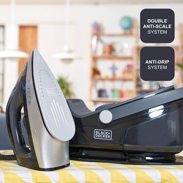 Праска Black+Decker BXSS2401E, 2400 Вт, відпарювач, 1,5 л, регулювання температури, ECO-режим, готова за 1 хв