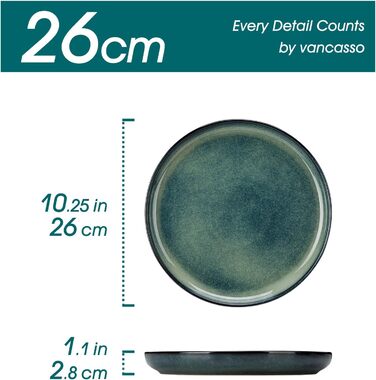 Vancasso Starry 24-Piece Stoneware Dinnerware Set - 6 Person Blue Tableware Set with Plates, Bowls & Dessert Plates