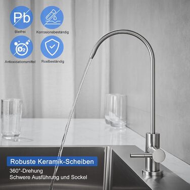 Кран кухонний для фільтрації води, з висувною лійкою, з нержавіючої сталі, 360° обертання, кухонний змішувач для фільтрів, брашований нікель