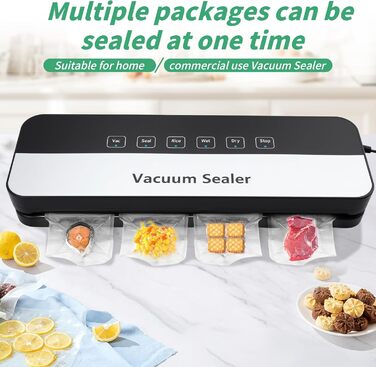 Вакуумний пакувальник 6-в-1 для продуктів харчування, сухий/вологий режим, пристрій для запечатування з вакуумними пакетами
