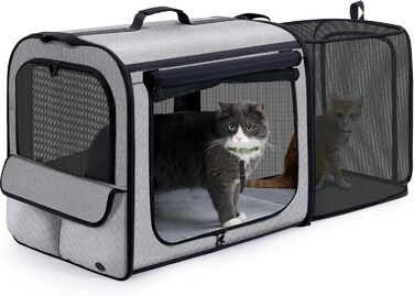 Транспортна переноска для собак Pecute: стабільна, складана, дихаюча, з ролетним віконцем (61x52x45 см)