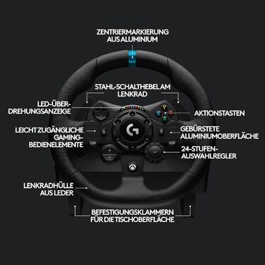 Руль Logitech G923 TRUEFORCE для гонок: з педалями, реалістична віддача, сумісний з PS5, PS4, PC, Mac