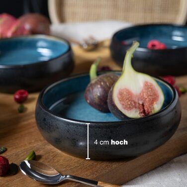 Набір посуду Moritz & Moritz SOLID Steinzeug 18 предметів на 6 осіб - 6 обідніх, десертних та глибоких тарілок (блакитний)