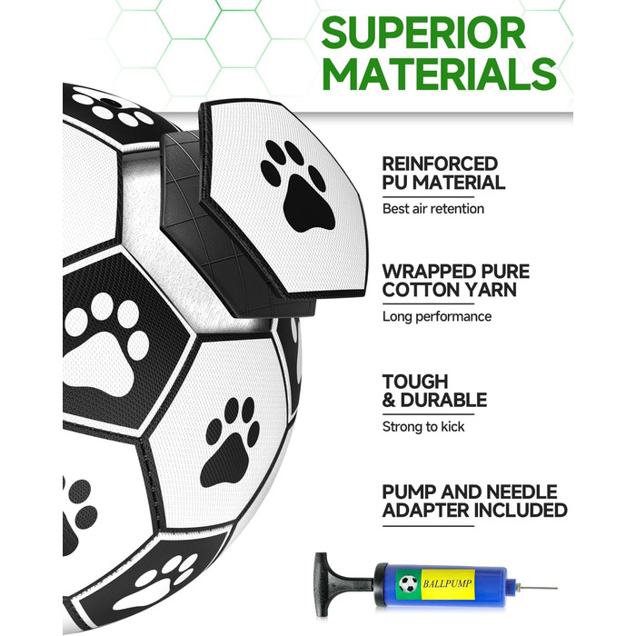 Interactive Dog Toy, Football with Gripping Flanges, Durable Dog Balls for Small and Medium Breeds, Water Toy, Suitable for Indoor and Outdoor Use
