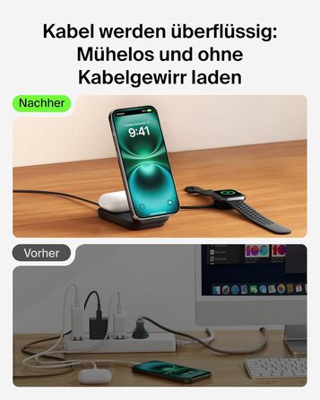 Belkin UltraCharge Qi 2.2 Зарядна станція 2-в-1 25W MagSafe сумісна, бездротова зарядка для iPhone 17, iPhone Air, AirPods, Pixel – Чорний