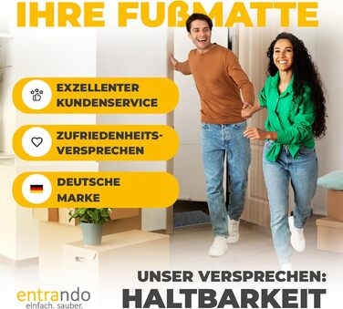 Килимок для порогу Entrando 40x60 см - алюміній, антиковзаючі, для дому, тераси та вхідних дверей - вологостійкий килимок для збору бруду з щітковим профілем - чорний (світло-сірий)