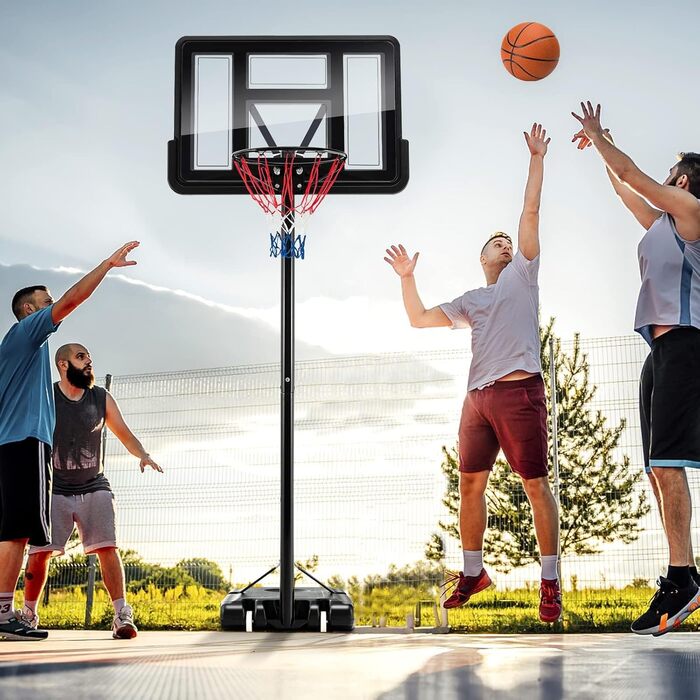 COSTWAY Adjustable Height Basketball Stand - 130-305cm Outdoor Basketball Hoop with Stand & Wheels - Mobile Basketball System with Ball Storage - Hoop System for Kids & Adults - Includes 2 Nets