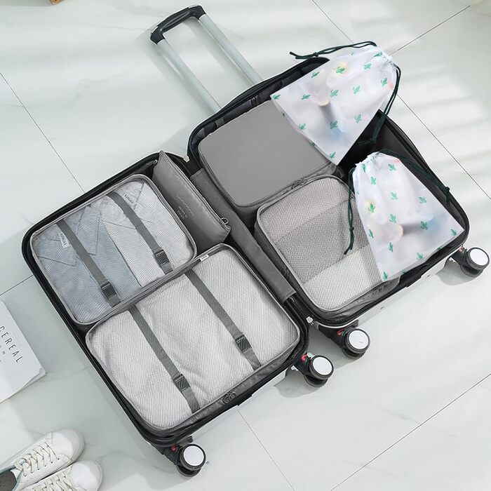 Органайзер для валізи Gemtte 13-ти частинний, водонепроникний, набір для подорожей (сірий)