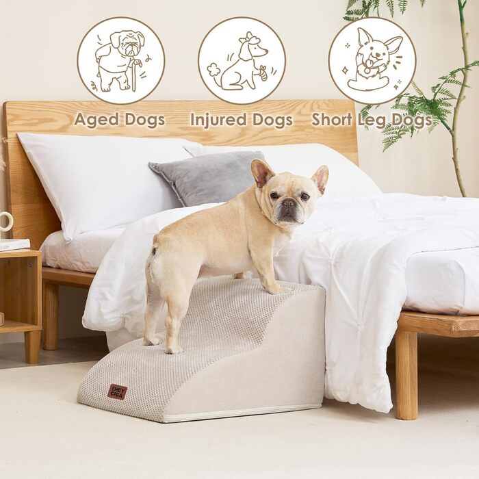 Сходинки для собак EHEYCIGA: компактні та зручні для маленьких собак, 40 см заввишки, 3 сходинки, сірий колір, з миючим покриттям та протиковзким дном (40 x 50 x 30 см)