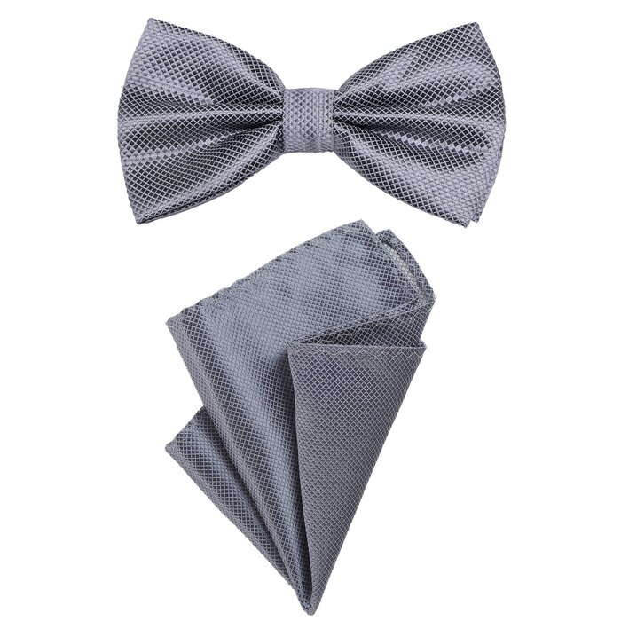 Метелик чоловічий DonDon сірий з нагрудною хустинкою, регульований розмір