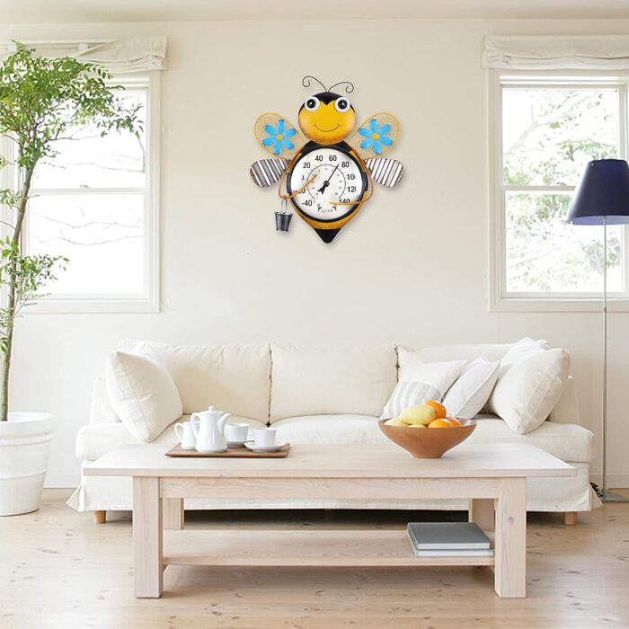MUMTOP Thermometer for Indoor and Outdoor Use, Bee Design, Large, Wall Mountable, for Patio, Yard, Garden