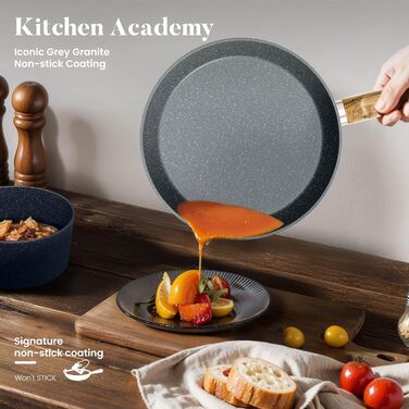 Набір посуду Kitchen Academy індукційний 10 предметів, гранітне антипригарне покриття, товстостінний, без PFOA/PFAS
