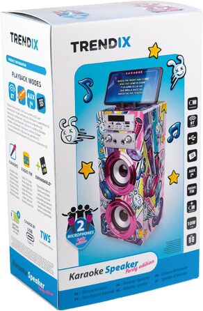 Караоке машина Trendix для дітей Party Edition Рожева з 2 мікрофонами, USB, Bluetooth, FM-радіо та SD-картою | Дитяча музична колонка з мікрофоном | Подарунок