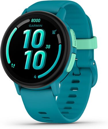 Дитячий розумний годинник Garmin Bounce 2 (43 мм) - LTE, AMOLED, GPS, 2 дні роботи, турбо режим, спортивні додатки, туркіс