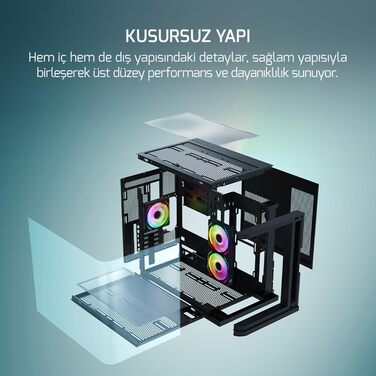 Корпус для ПК Gamepower Warcry Vertex з темперованим склом, ATX Mid Tower, 3x RGB вентилятори, блок живлення 750W 80 Plus, чорний