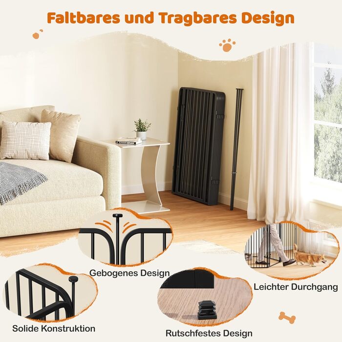 Вольєр для цуценят Yaheetech 12-секційний, 100 см, з замком, тихі труби, захист для підлоги, 8 мм металевий дріт, для квартири та саду