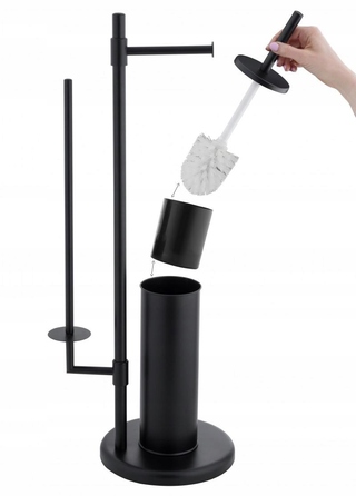 Набір для туалету Yoka Home: тримач для туалетного паперу та йоржик, чорний, стиль лофт
