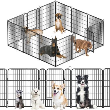 Вольєр для цуценят, ігровий майданчик, вольєр для цуценят з дверцятами та засувом, огорожа для тварин, загородка для собак, вольєр для кроликів, металеві з'єднання, 65 x 80 см (8 секцій)
