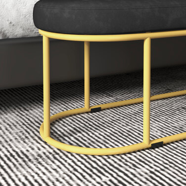 HOMCOM Upholstered Bench with Velvet Look - Seat Bench, Daybed Bench, Vanity Bench, Entryway Bench for Living Room, up to 200 kg, Steel, Blue | Aosom