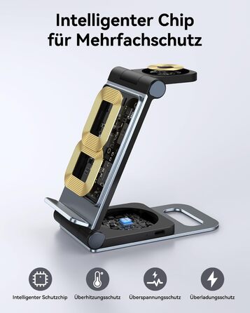 База для бездротової зарядки 3-в-1 для Samsung Galaxy S25 Ultra, S24, S23, S22, S21, S20, Z Flip, Z Fold, Galaxy Watch 8/Ultra/7, Galaxy Buds, 20W, чорний