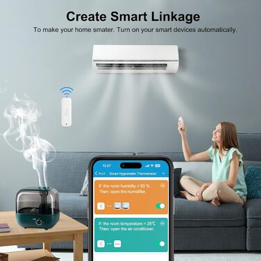 WLAN Thermometer Hygrometer, Smart Temperature and Humidity Sensor Meter with Remote Monitoring App, Indoor Temperature Humidity Sensor with Data Storage Export, compatible with Alexa. 4PCS