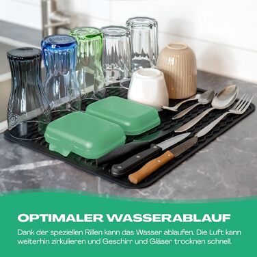 Килимок для посуду Netrox Silikon великий та малий - харчовий, легко миється, неслизький та термостійкий до 230°C - підставка для посуду, сушарка для посуду, килимок на кухонну мийку 40x30 см