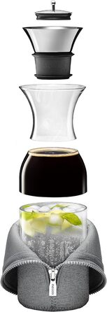 EVA SOLO | Refrigerator Carafe 1.0L | For Hot and Cold Beverages | Dishwasher-Safe Borosilicate Glass | Stainless Steel and Silicone Spout | Fits Most Refrigerator Doors