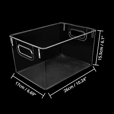 Kurtzy 2-Pack Refrigerator Organizer for Kitchen & Cabinets - Overall Length 26 cm - Clear Plastic Kitchen Organizer - Refrigerator Boxes for Bathroom, Pantry, Freezer, Kitchen Cabinet Organizer