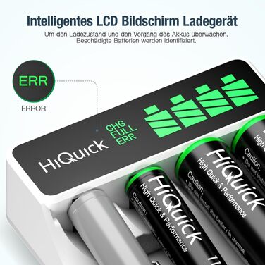 Універсальний зарядний пристрій HiQuick для акумуляторів Ni-MH/Ni-CD з LCD-дисплеєм та набором 8 акумуляторів (4xAA + 4xAAA)