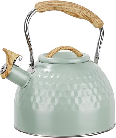 BEZORR Чайник-свисток з нержавіючої сталі, 3 літри, Ретро дизайн, для плити, індукції, газової, керамічної