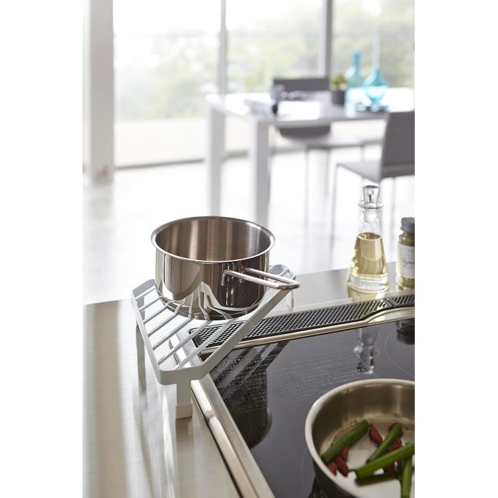 YAMAZAKI 2748 Tower Storage for the Kitchen Area, Minimalist Design, Steel, White, 22 x 22 x 5 cm (LxBxH)