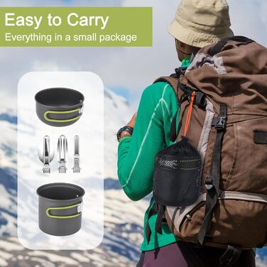 Набір посуду для кемпінгу з алюмінію, туристичний посуд, набір для пікніка та походів
