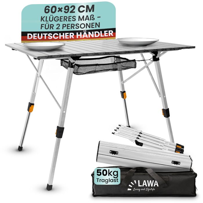 Складаний туристичний столик з регулюванням висоти до 69,5 см, алюміній, для кемпінгу, балкону, 2 особи, легкий, з сумкою