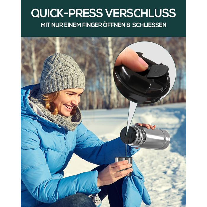 Термокружка-термос з нержавіючої сталі, 350мл/500мл/750мл, подвійні стінки, BPA-Free, для спорту та відпочинку