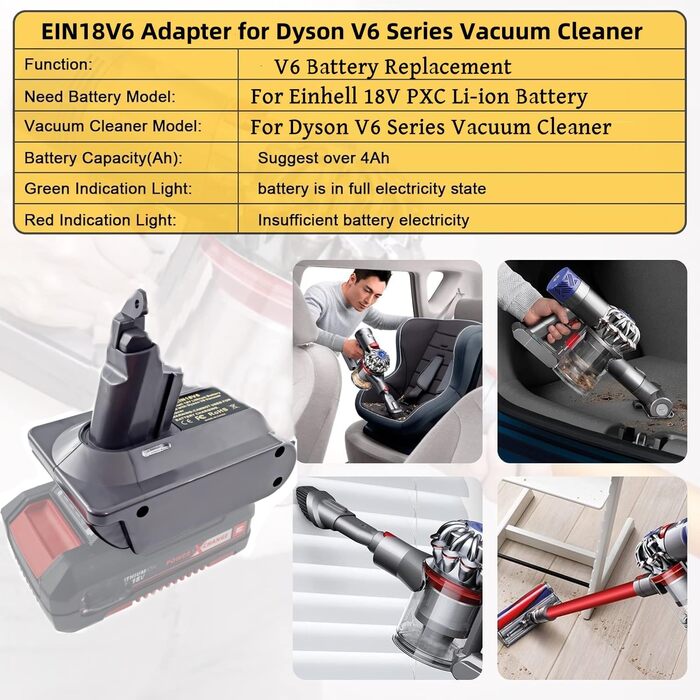 Адаптер для акумулятора Dyson V7 V8, MT18V7V8. Конвертер Makita 18V на акумулятор Dyson 21.6V V7(SV11) V8(SV10) Fluffy Animal Trigger. Адаптер Einhell на Dyson V6