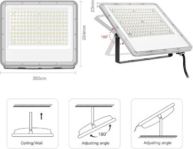LED Floodlight Outdoor 150W, 15000LM Super Bright LED Floodlight, 6000K Cold White Spotlight IP65 Waterproof Floodlight Outdoor Spotlight for Garden, Terraces, Garage, Workshop, Sports Field